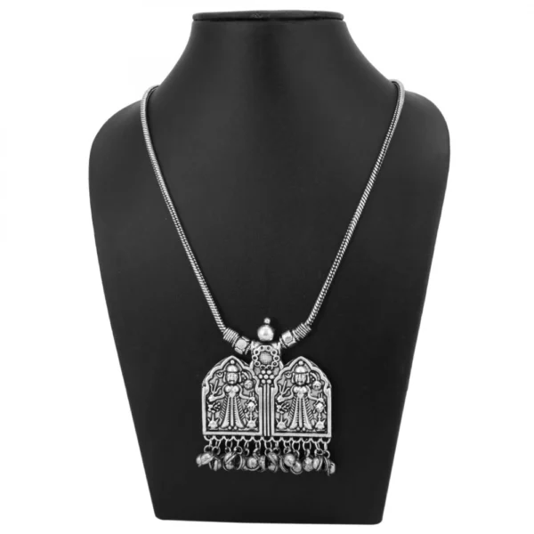 Designer God Engraved Oxidized German Silver Necklace
