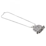 Designer God Engraved Oxidized German Silver Necklace