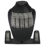 Sterling Silver Boho Afghani Turkish Necklace with Earrings