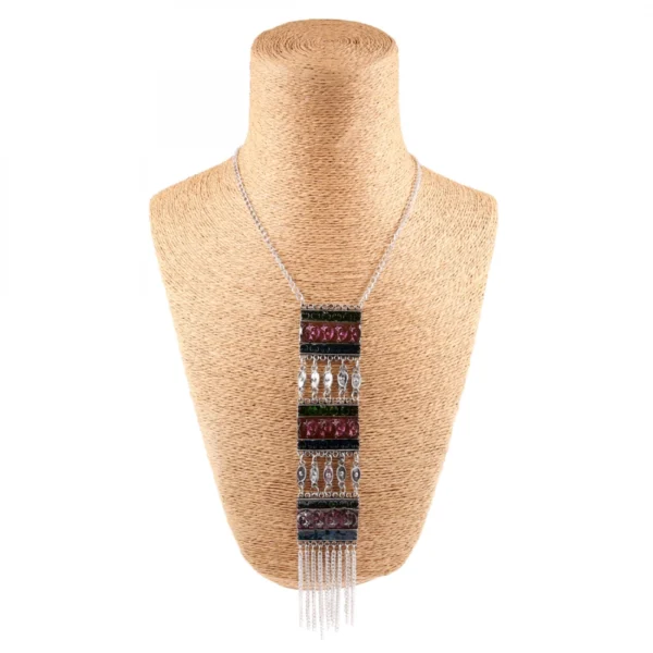 Stylish Gypsy Meena Work Oxidized Silver Necklace