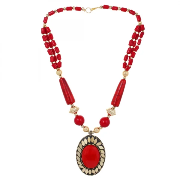 Tibetan Style Handmade Beaded Fashion Necklace with Earrings Set