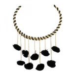 Designer Pompom Black Stylish Fashion Necklace