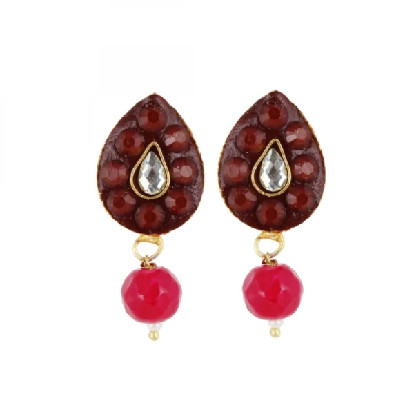 Designer Rajasthani Style Traditional Work Maroon Kundan Necklaces Set