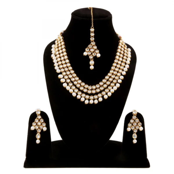 Designer Pearl Kundan Necklace Set with Earrings
