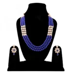 Elegant Finish Gold Plated Blue Kundan Necklace Set
