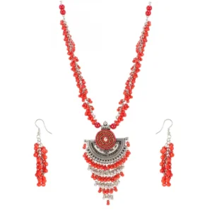 Designer Afgani German Silver Oxidized Necklace Set with Earrings