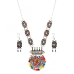 Designer Afgani German Silver Oxidized Necklace Set with Earrings