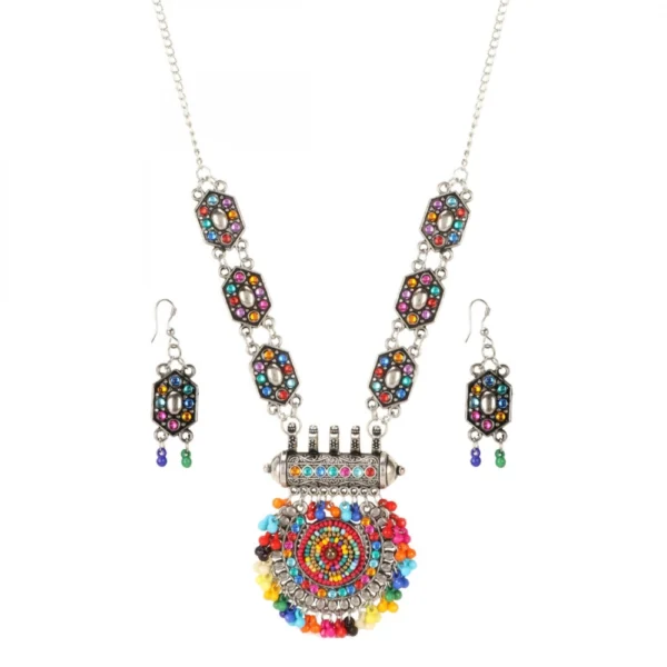 Designer Afgani German Silver Oxidized Necklace Set with Earrings