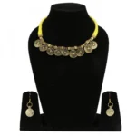 Yellow Thread Golden Oxidized Necklace set