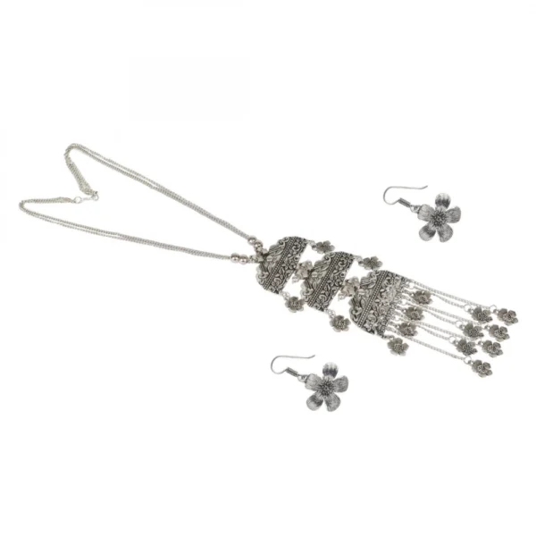 Designer German Silver Oxidized Necklace Set with Earrings