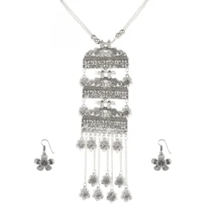 Designer German Silver Oxidized Necklace Set with Earrings
