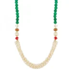 Designer Handmade Tulsi Mala and Red Stone Beads Necklace