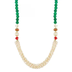 Designer Handmade Tulsi Mala and Red Stone Beads Necklace