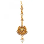Gold Plated Copper Traditional Designer Temple Coin Necklace with Earrings