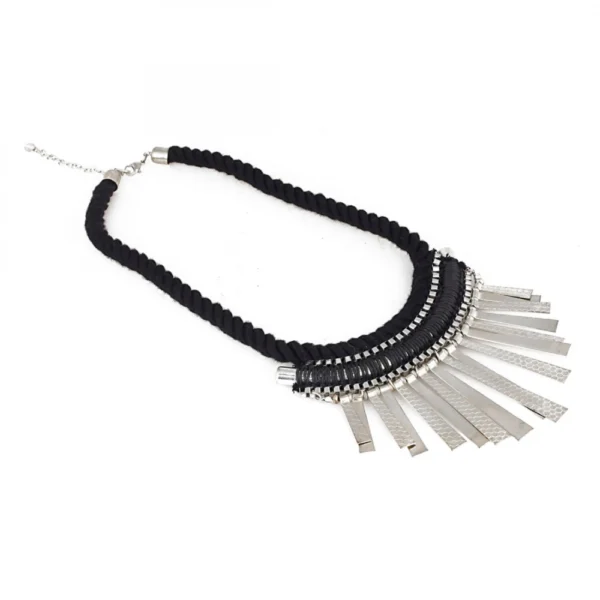 Designer Statement Black and Silver Necklace