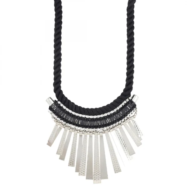 Designer Statement Black and Silver Necklace