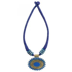 Blue Thread Oxidized Pendant Fashion Necklace