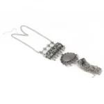 Antique Silver Half Moon Designed Tassel Necklace Set