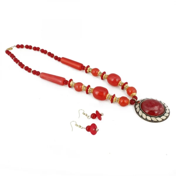 Fashion Pendant Necklace with EarringTibetan Style Beads