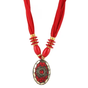 Red Color Designer Tibetan Style Necklace