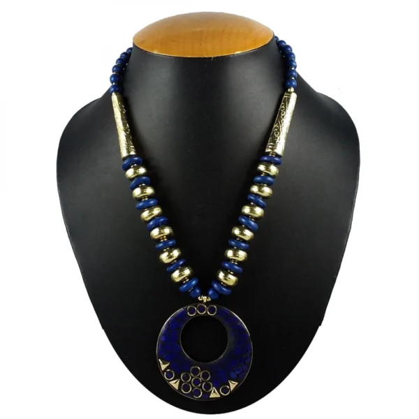 Blue Color Designer Tibetan Style Necklace