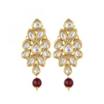 Maroon Gold-Plated Onyx Stone Kundan Necklace Set with Earrings