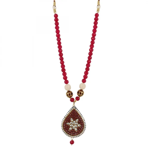 Designer Rajasthani Style Traditional Work Maroon Kundan Necklaces Set