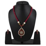 Designer Rajasthani Style Traditional Work Maroon Kundan Necklaces Set