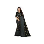 Women's Art Silk Saree with Blouse (Black,5-6 mtrs)