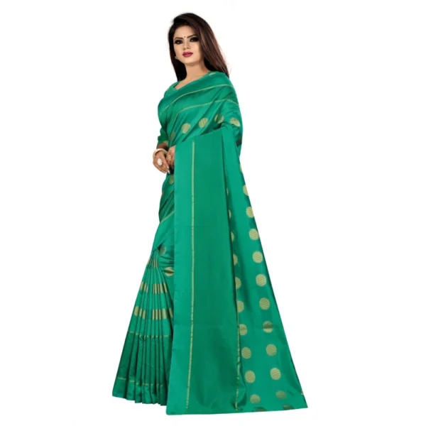Women's Art Silk Saree with Blouse (Green,5-6 mtrs)