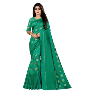 Women's Art Silk Saree with Blouse (Green,5-6 mtrs)
