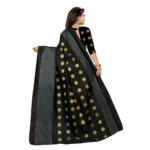 Women's Art Silk Saree with Blouse (Black,5-6 mtrs)