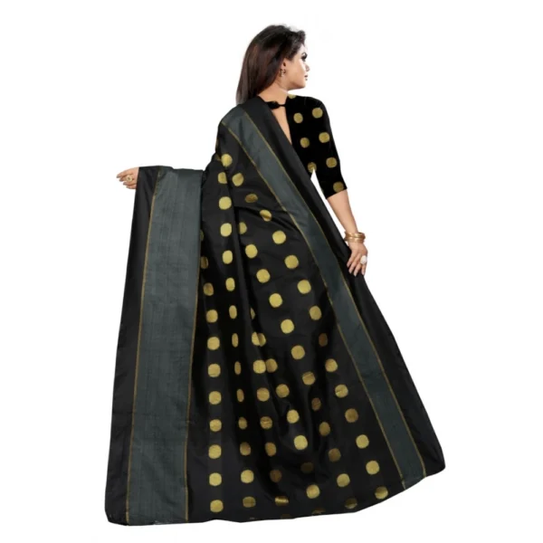 Women's Art Silk Saree with Blouse (Black,5-6 mtrs)