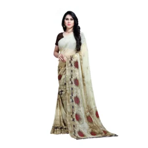 Women's Georgette Saree(Chiku,5-6 Mtrs)