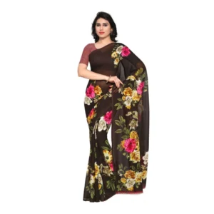 Women's Georgette Saree(Brown,5-6 Mtrs)