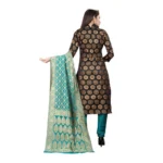 Women's Jacquard Silk Unstitched Salwar-Suit Material With Dupatta (Black,2-2.5Mtrs)