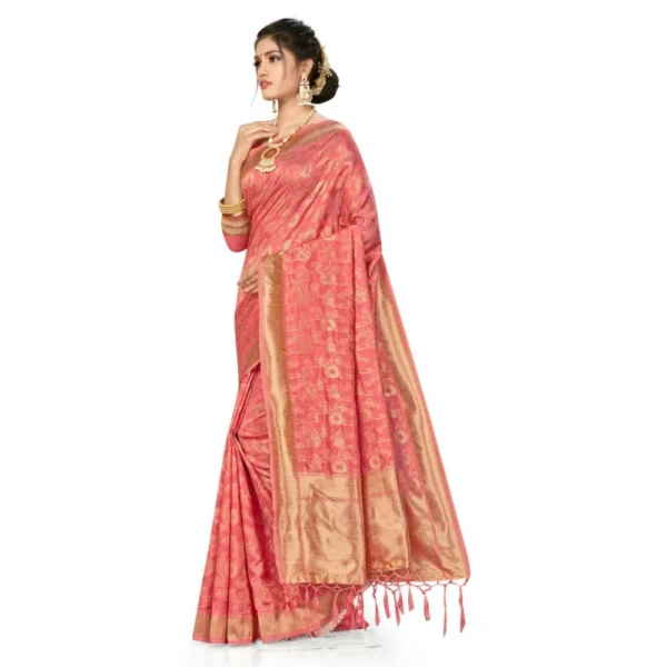 Women's Banarasi (Spun Cotton) Saree (Light Pink,5-6 Mtrs)