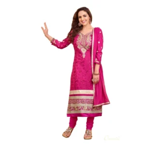 Women's Cotton Unstitched Salwar Suit-Material With Dupatta (pink,2.2 Mtrs)
