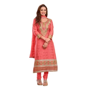 Women's Cotton Unstitched Salwar Suit-Material With Dupatta (pink,2.2 Mtrs)
