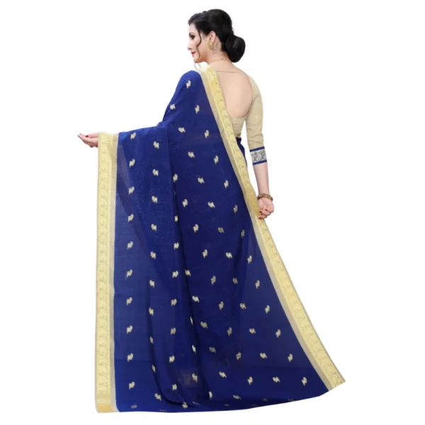 Women's Vichitra Silk Saree(Navy Blue ,5-6Mtrs)