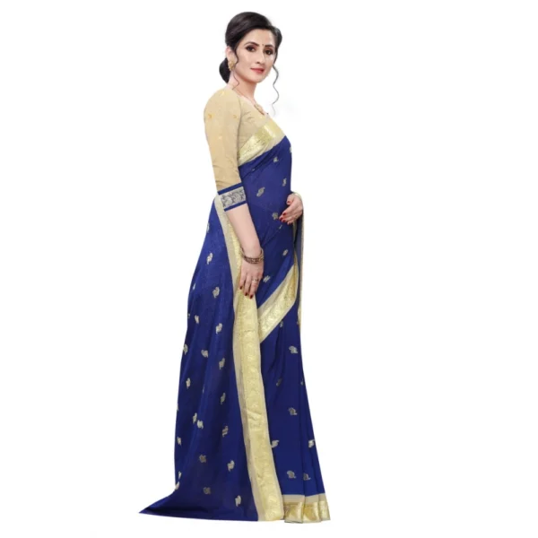 Women's Vichitra Silk Saree(Navy Blue ,5-6Mtrs)