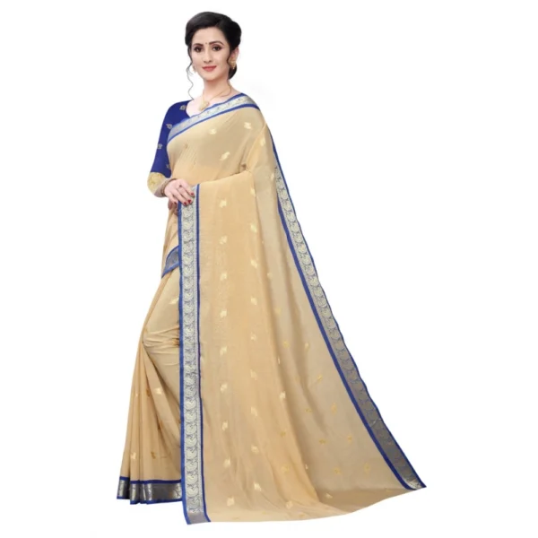 Women's Vichitra Silk Saree(Beige ,5-6Mtrs)