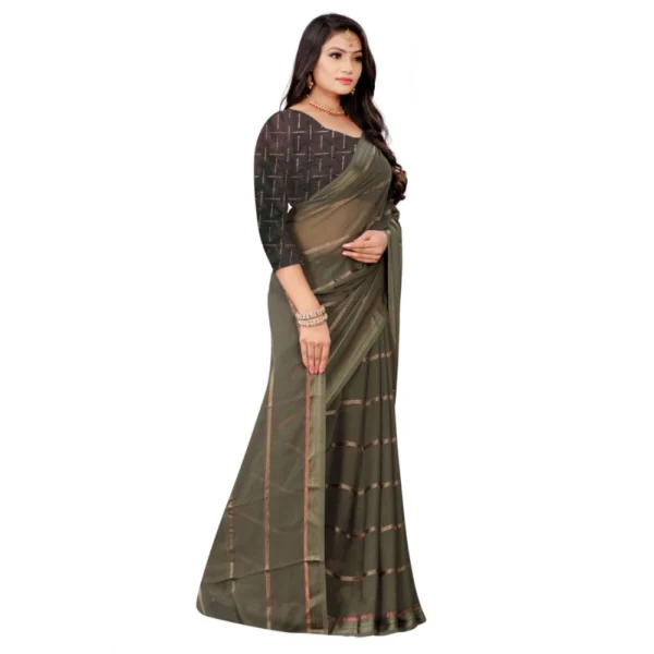 Women's Georgette Silk Saree(Ashgrey ,5-6Mtrs)