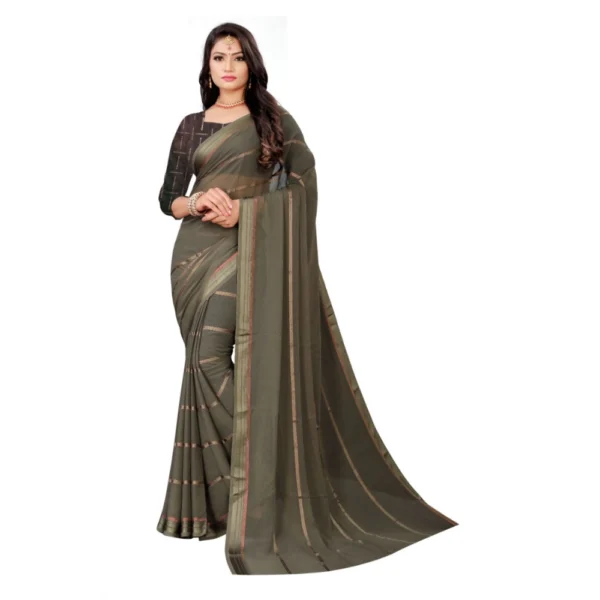 Women's Georgette Silk Saree(Ashgrey ,5-6Mtrs)