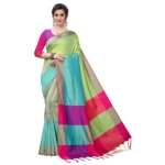Generic Women's Woven Sana Silk Saree (Lime green,5-6Mtrs)