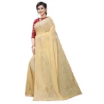 Women's Lycra Blend Saree (Beige,5-6Mtrs)