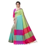 Generic Women's Woven Sana Silk Saree (Lime green,5-6Mtrs)