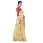 Women's Lycra Blend Saree (Beige,5-6Mtrs)