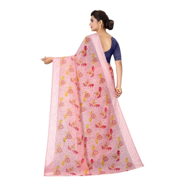 Women's Cotton Saree (Peach,5-6Mtrs)