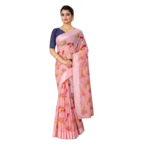 Women's Cotton Saree (Peach,5-6Mtrs)